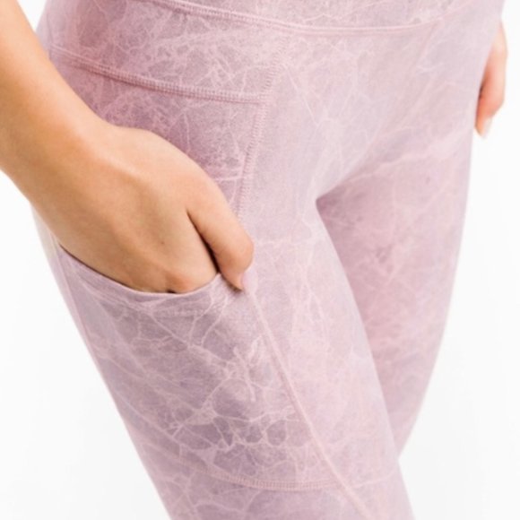 Zyia Pink Digital Granite Pocket Light n Tight High Rise 7/8 24" Leggings 4 NWOT - Picture 4 of 12
